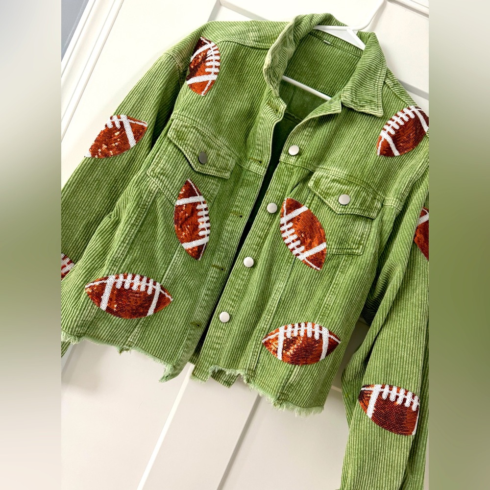 Women’s Medium Green Football Corduroy jacket